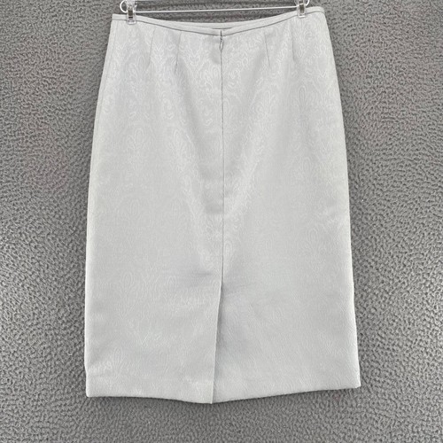 Le Suit Skirt Womens 8 Cool Ivory Tonal Scroll Below Knee Straight Pencil Office - Picture 3 of 11