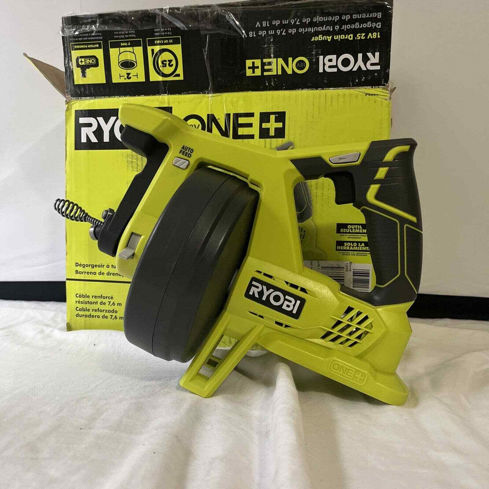 Ryobi P4001 One+ 18V Lithium Ion AllInOne 25 Foot Drain Auger (Tool