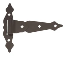Decorative 8" heavy Duty T Hinge (1 pr) Gate Hinge Shed Hinge w/lag bolts black