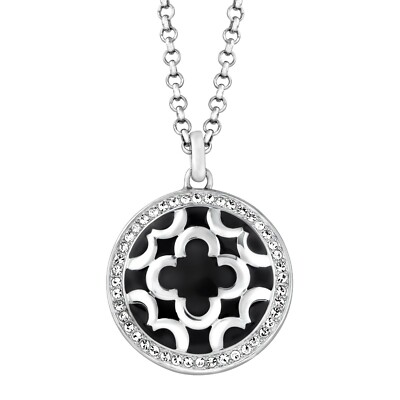 Marie Claire Over sized Clover Medallion Pendant Necklace Swarovski Crystals 