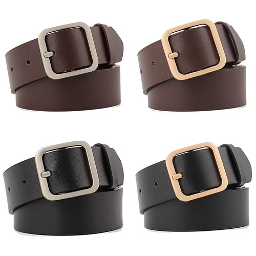 Cinturones de cuero sintético de moda para con hebilla cuadrada cinturón de cintura para vaqueros eBay