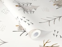 Rasch Vliestapete Tannen BäUme Wald Aquarell Weiß Grau Braun 300741 (3,49€/1Qm)