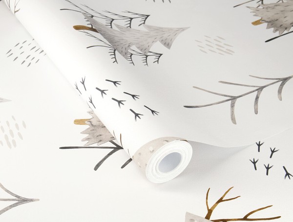 Rasch Vliestapete Tannen BäUme Wald Aquarell Weiß Grau Braun 300741 (3,49€/1Qm)-image