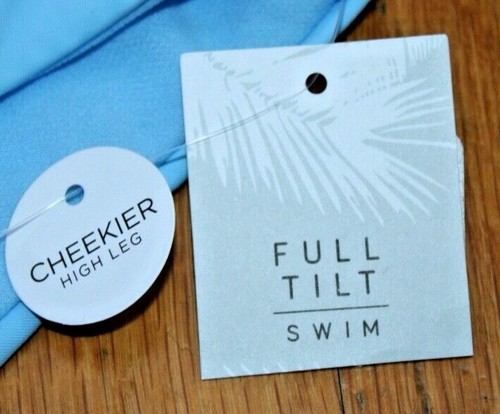 Full Tilt Swim Women's Cheekier High Leg Light Blue Bikini Bottoms Size XL *NWT* - Picture 2 of 3