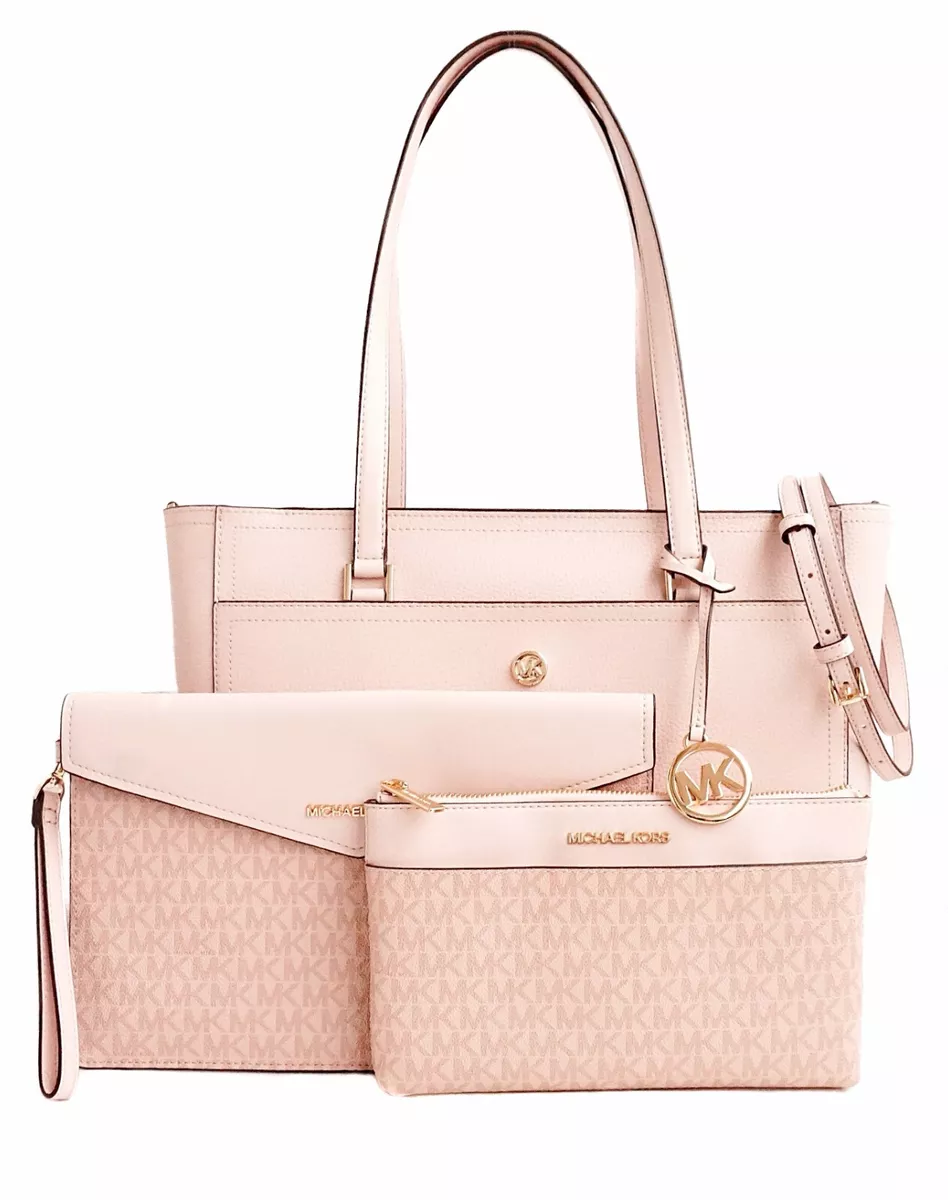 Michael Kors MAISIE LG Tote 3 in 1 Leather Shoulder Bag + Shoulder Bag Clutch