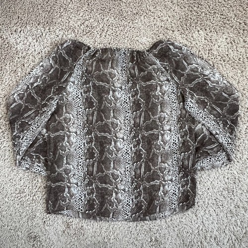 INC INTERNATIONAL CONCEPTS Brown Snake-Print Sheer V-Neck Blouse Womens S - Picture 15 of 17