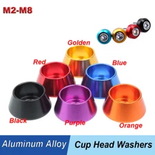 M2-M8 Aluminum Cone Cup Head Washers Anodised Gasket Load Spreading Cone Washer