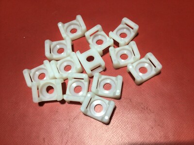 Cable Tie Mounting Base - White - Mount Saddle Type Wire Holder - (100 pcs)