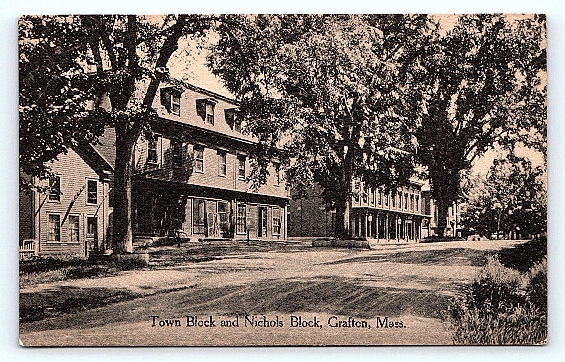 GRAFTON, MA Massachusetts Street Scene TOWN & NICHOLS BLOCK c1910s Postcard eBay