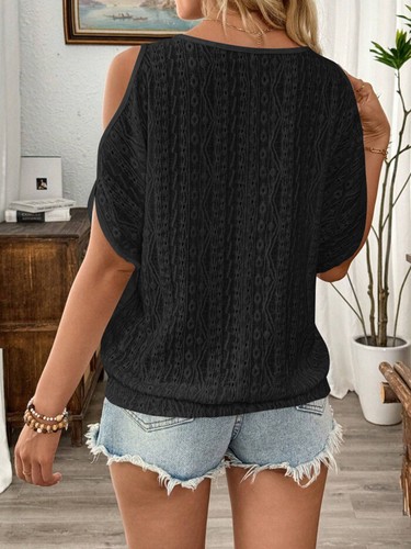 New Women Summer Cold Shoulder Loose Tee Shirts Casual Holiday Tops Blouse - Picture 18 of 29