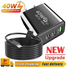 For Samsung Galaxy S24 Ultra S23 FE 40W PD USB C Fast Wall Charger Power Adapter