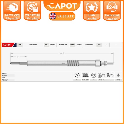 For Vauxhall Movano B Mk2 Vivaro A 2.0 2.3 CDTI 93198468 4X Heater Glow Plugs - Picture 4 of 4