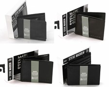 Steve Madden Billfold Leather Wallet With RFID Black, Brown