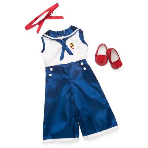 American Girl Kit's Beach Pajamas Set for 18-inch Dolls ~Pjs Slippers Ribbon NIB