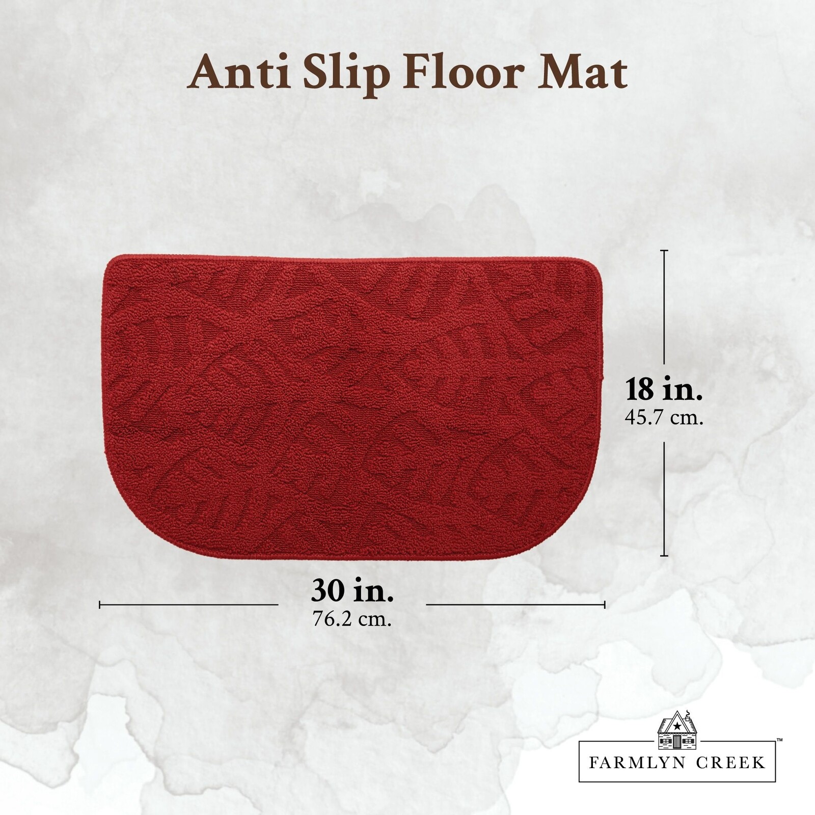SlipResistant Kitchen Floor Mat, Half Round Red Kitchen Rug, 18 x 30
