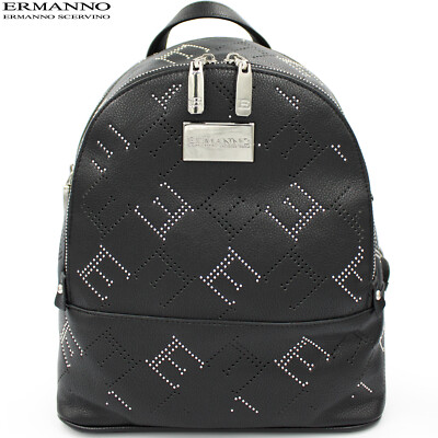 ERMANNO Ermanno Scervino Rucksack klein schwarz Logo perforiert Nieten RABATT -47%