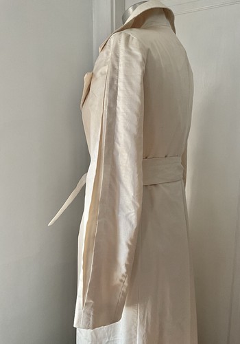 Vintage 1960's Bill Blass Bond Street Floor Length Vanilla Sateen Belted Coat - Picture 4 of 7
