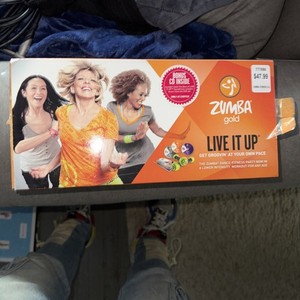 Zumba Gold Live It Up New Opened Box 3 Dance Fitness Dvds + 1 Lb Toning Sticks
