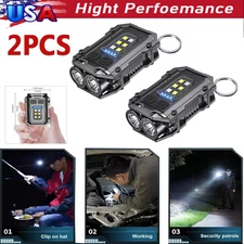 Clip on Flashlight Rechargeable Mini EDC Keychain Flashlight Compact COB Light