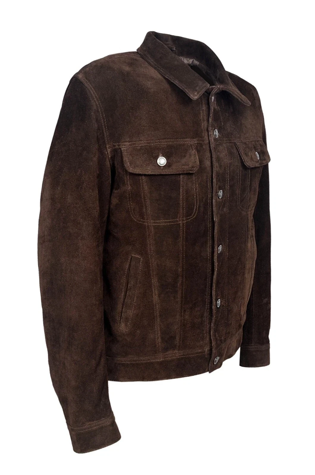 Men's TRUCKER Suede Leather Jacket Western Classic Denim Style Shirt Jacket 1280 - product detail image 5