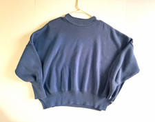 Women  s Free People Blue Solid Knit Crew Neck oversized Pullover Sweater XS