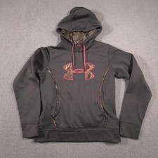 Under Armour Hoodie Womens Small Gray UA Storm Camo Logo Pullover Sweatshirt