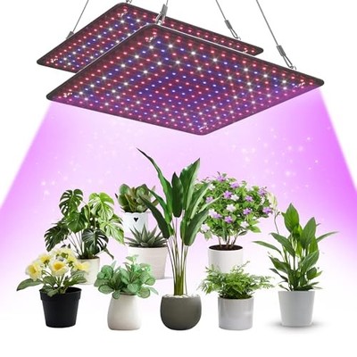 2 Pack LED Grow Light Panel 200W Lamp for Indoor Plants with Full Spectrum