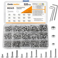 520 Stk Schrauben Und Muttern Set, M3 M4 M5 Edelstah Innensechskant Halbrundkopf