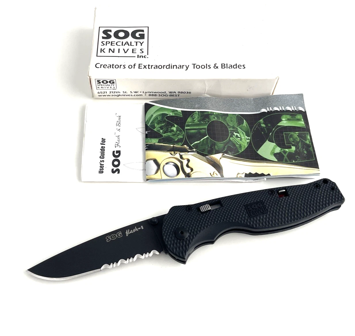 SOG TFSA-98 Flash II Folding Knife Black Ti-Ni Black Zytel USA