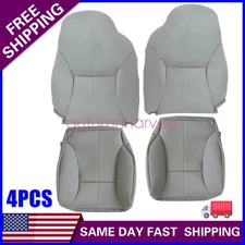 Driver & Passenger Bottom+Top Leather Seat Cover Gray For 98-02 Dodge Ram 1500