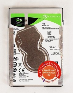 SEAGATE Barracuda HDD 1TB 2,5" 5400upm SATA FestplatteST1000LM048-2E7172 260795