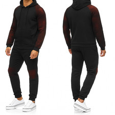 Herren Overall Jogginganzug Sportanzug schwarz/rot Streifen