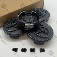 Wheel Center Caps Gloss Black Cover Set of 4