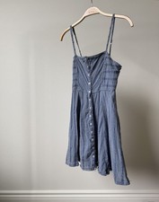 Urban Outfitters Women's Blue Cotton Embroidered  Sundress Button Front XS