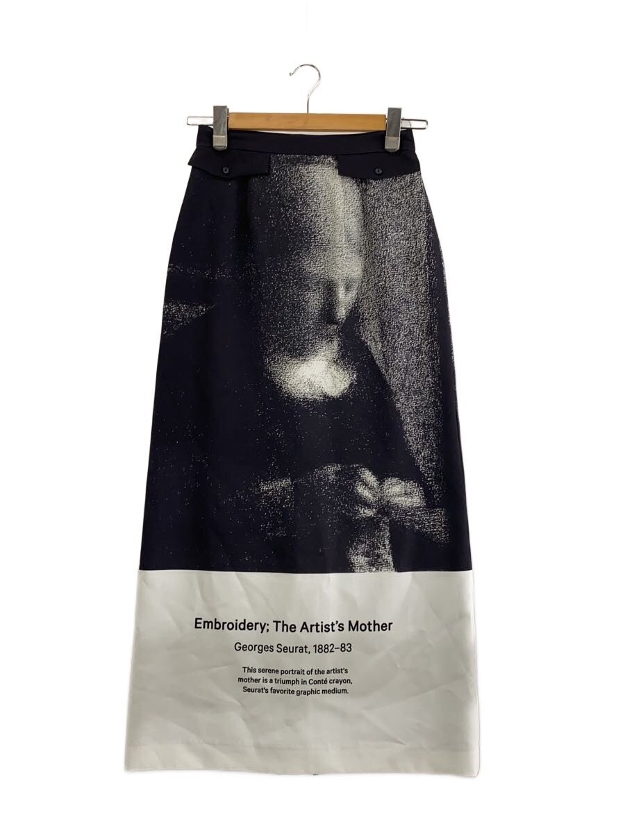 AMERI Long Skirt M Polyester BLK Allover Pattern … - image 1