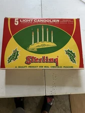 Vintage Sterling Christmas 5 Light Candolier Electric Candles w/Original Box