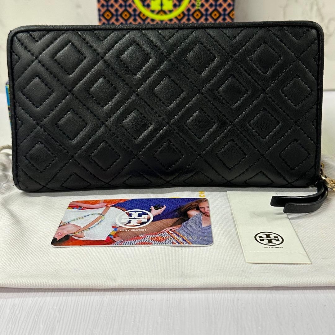 Tory Burch Quilted Long Wallet Round Zip Black Excellent Condition No thumbnail 2