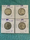 Lot of 4 Silver Washington Quarters (1964 No Mint Mark)