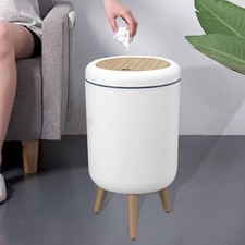 Waste bin with lid, waste bin with push top, round, waste bin, sturdy and modern