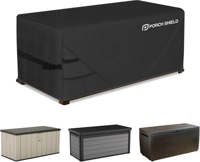 Patio Deck Box Storage Cover - 600D Outdoor Waterproof Cover for 150-230 Gallon