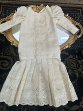 Vintage Doll Dress Antique White Garden Dress For Antique Bisque Jumeau Doll