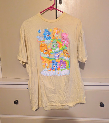 Care Bears Women's XL Yellow Graphic Print Crew Neck Cotton Short Sleeve Size XL