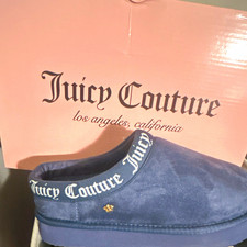 Juicy Couture JC-Oney Women s Slip-On Slippers Blue Faux Suede Logo US 7 M