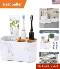 Toothbrush Holders for Bathrooms, Bamboo Tooth Brush Holder with 5 Slots Bath...