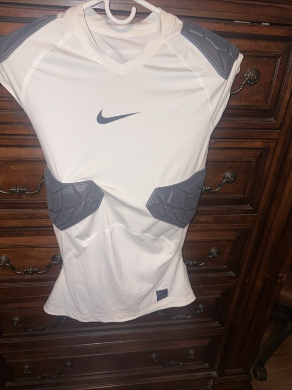 Nike Pro Men White Hyperstrong Compression Padded Shirt Size Small