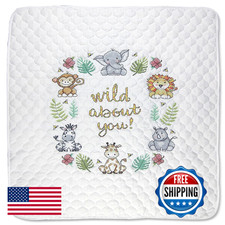 Design Works Crafts Janlynn Stamped For Cross Stitch Baby Quilt Kit In The