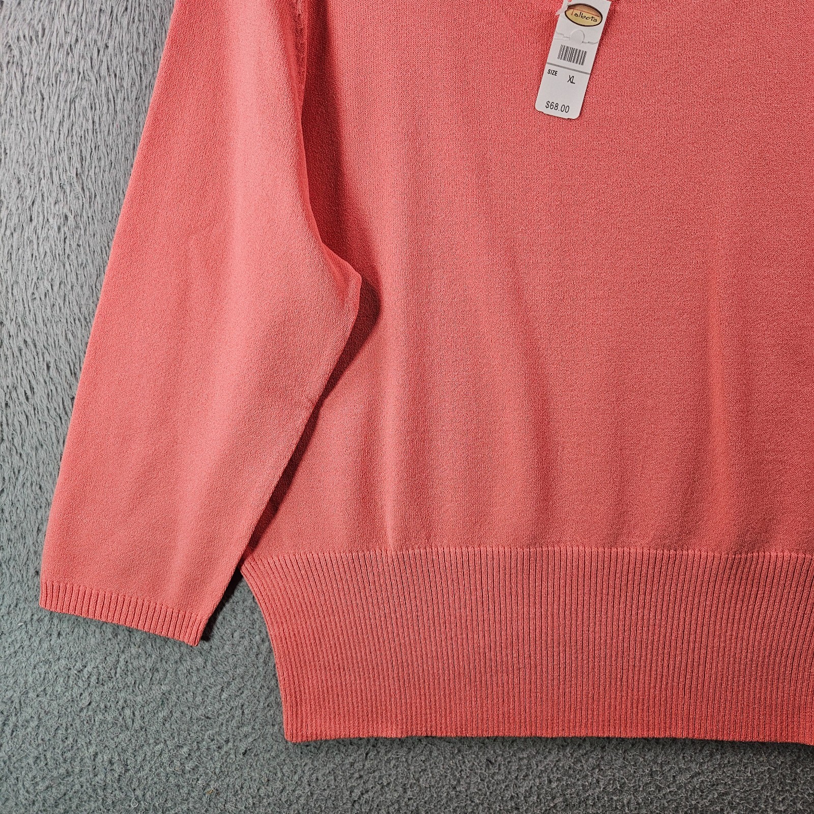 $68 NEW VTG Talbots Knit Top women XL Elastic Waist 3/4 Sleeve Punch Peach