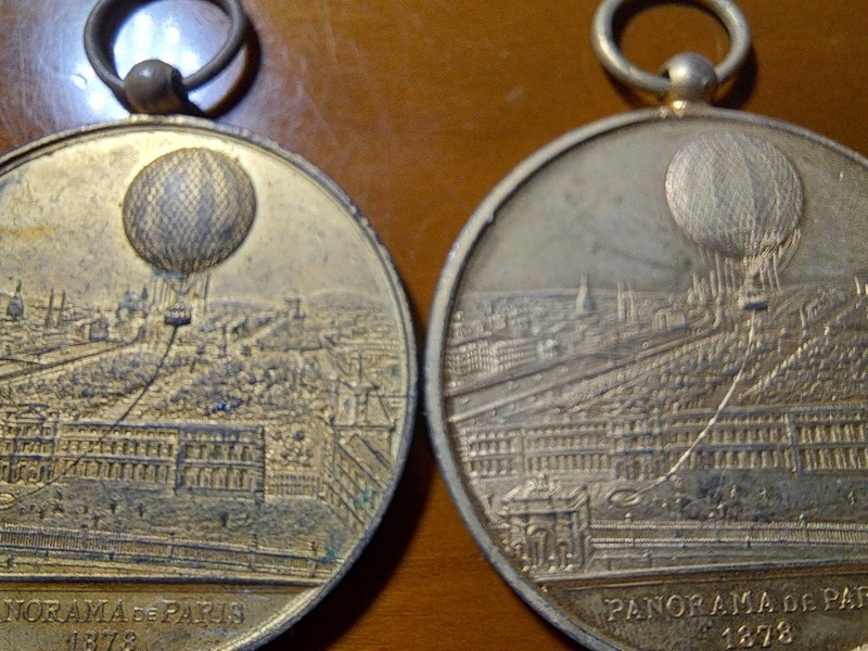 France 1878 Acension Of Henri Gifford's Balloon Over Paris Medal Lot of (2)