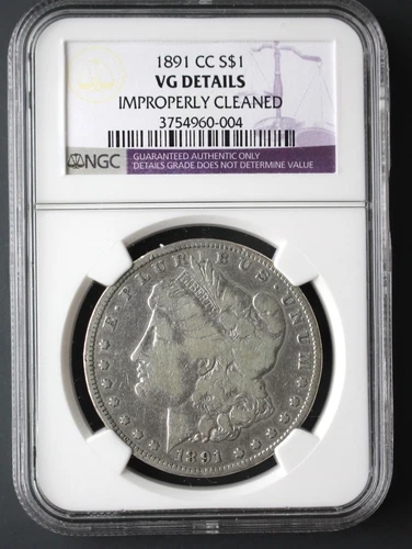 RARE DATE  1891 CC Morgan Dollar  GRADED NGC VG Details