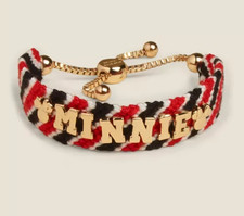 Disney Minnie Mouse Woven Friendship Bracelet, Pull tie closure Red Black Gold